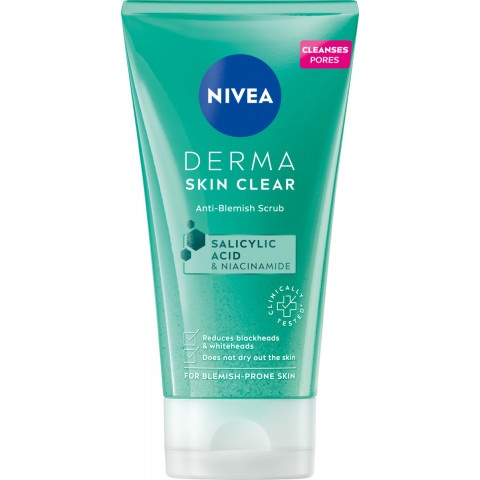 Снимка на Скраб за лице за проблемна кожа, 150 мл. Nivea Derma Skin Clear за 11.49лв. от Аптека Медея