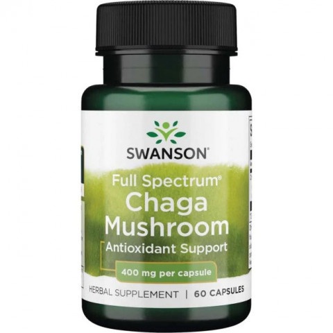 Снимка на Full Spectrum Chaga Mushroom (Гъба Чага) 400 мг. - Природен антиоксидант, капсули х 60, Swanson за 33.19лв. от Аптека Медея