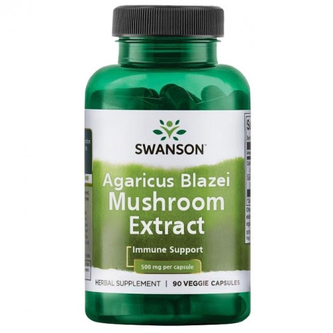 Снимка на Agaricus Blazei Mushroom Extracy - Екстракт от гъби Агарикус Блазеи 500 мг., веге капсули х 90, Swanson за 41.91лв. от Аптека Медея