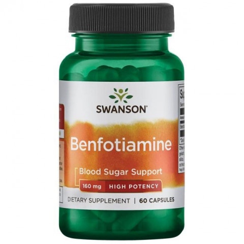 Снимка на Benfotiamine (Витамин В1) 160 мг.- Високоефективен Бенфотиамин, капсули х 60, Swanson за 41.39лв. от Аптека Медея