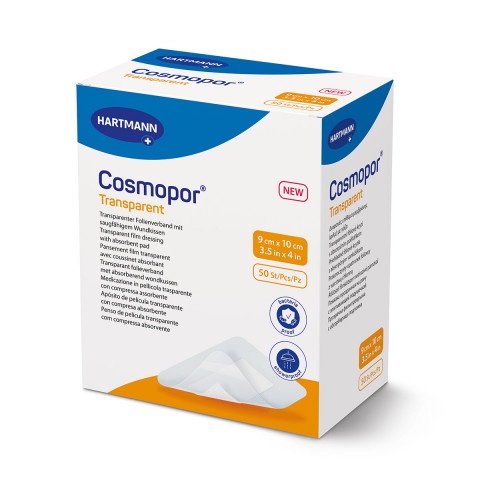 Снимка на Cosmopor Transparent Прозрачна, водоустойчива лепенка 9см./10см. х 50 броя, Hartmann за 49.79лв. от Аптека Медея