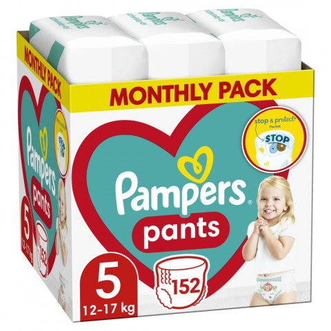 Снимка на Пелени-Гащички от 12-17 кг. х 152 броя, Pampers Pants Monthly Pack №5 за 89.59лв. от Аптека Медея