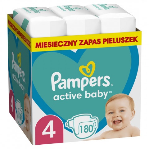Снимка на Пелени за деца от 9-15 кг. х 180 броя, Pampers Active Baby Monthly Pack №4 за 74.28лв. от Аптека Медея