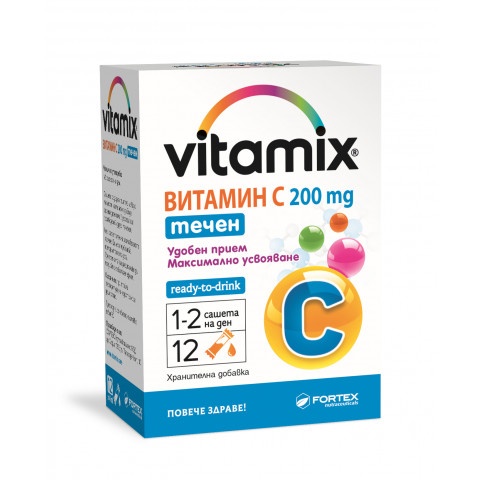 Снимка на Vitamix Витамин C 200 мг., течни сашета х 12, Fortex за 6.99лв. от Аптека Медея