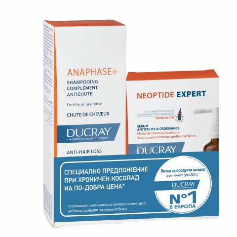 Снимка на Ducray Neoptide Expert Серум против косопад за мъже и жени, 2 х 50 мл. + Anaphase+ Шампоан допълваща грижа против косопад, 200 мл. за 126.59лв. от Аптека Медея