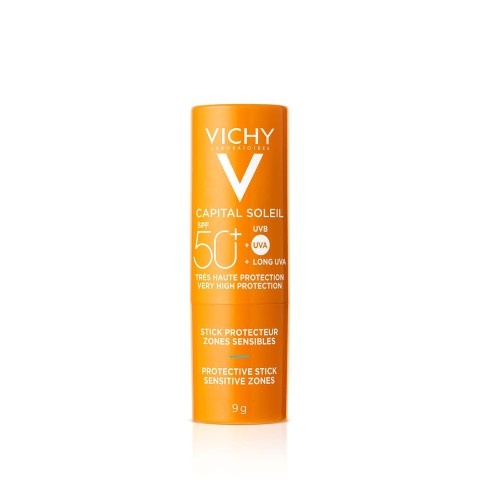 Снимка на Слънцезащитен стик за чувствителни зони, за лице и тяло, 9 г.,  Vichy Capital Soleil SPF50+ за 17.29лв. от Аптека Медея
