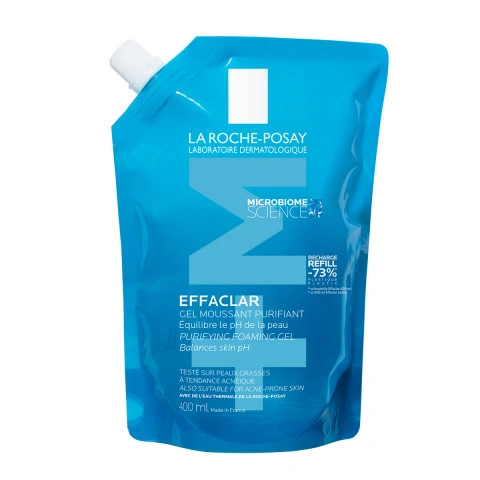 Снимка на Почистваща гел-пяна за лице за мазна и чувствителна кожа в ЕКО опаковка, пълнител 400 мл., La Roche-Posay Effaclar за 27.59лв. от Аптека Медея