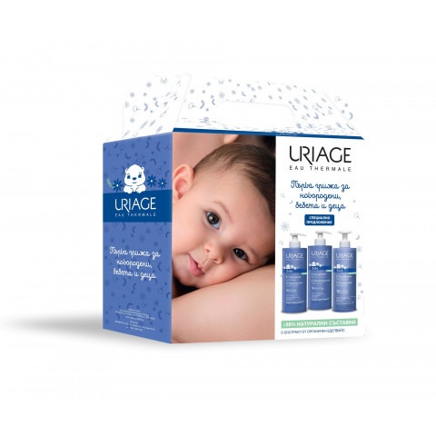 Снимка на Uriage Комплект Първа грижа за новородени, бебета и деца - Измивен душ-крем, 500 мл. + Хидратиращо мляко, 500 мл. + Почистваща вода, 500 мл. + Кошничка за 84.59лв. от Аптека Медея