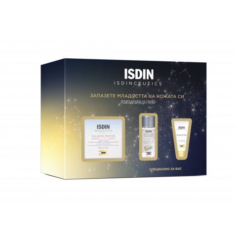 Снимка на ISDIN Hyaluronic Moisture Ултра лек крем за лице за чувствителна кожа, 50 мл. + Мицеларна вода, 30 мл. + Indinceutics K-OX Ревитализиращ крем за околоочен контур, 3 мл. за 54.19лв. от Аптека Медея