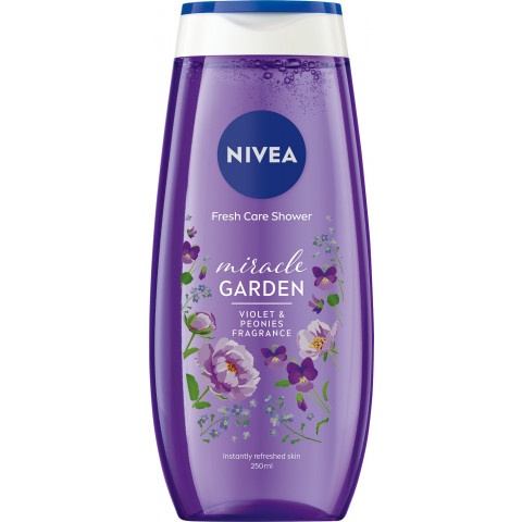 Снимка на Освежаващ душ гел за тяло с аромат на божури и теменужки, 250мл., Nivea Miracle Garden Violet за 3.25лв. от Аптека Медея