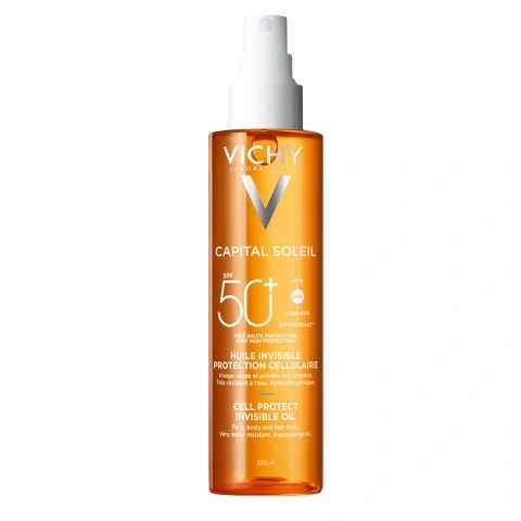 Снимка на Слънцезащитно масло за лице, тяло и коса, 200 мл. Vichy Capital Soleil Cell Protect SPF50+ за 55.09лв. от Аптека Медея