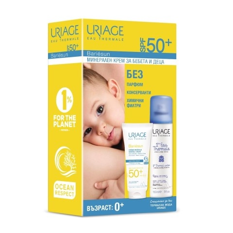 Снимка на Uriage Bariesun SPF50+ Слънцезащитен минерален крем, 100 мл. + Термална вода за бебета и деца 150 мл. за 43.79лв. от Аптека Медея