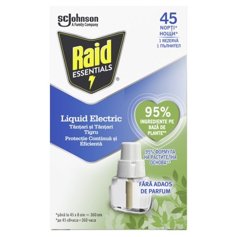 Снимка на Електрически пълнител за защита от комари, х 1 брой, Raid Essentials  за 13.89лв. от Аптека Медея
