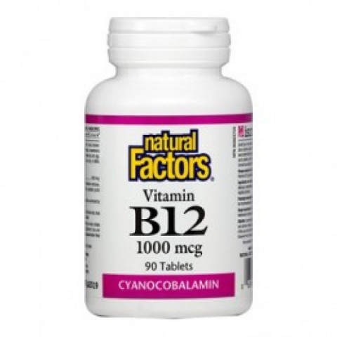 Снимка на Витамин B-12, 1000мкг, 90 таблетки, Natural Factors за 18.39лв. от Аптека Медея