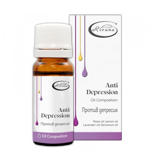 Композиция против депресия - етерични масла от Лимон, Гераниум, Лавандула и Роза, 10 мл. Rivana 