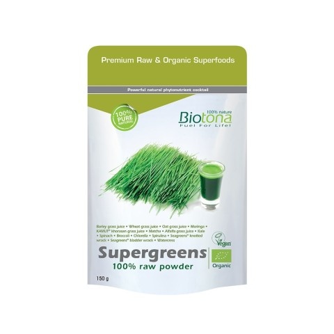 Снимка на Supergreens Bio (Супер Грийнс) 150 г., Biotona за 37.99лв. от Аптека Медея