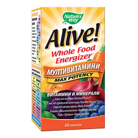 Снимка на Alive (Алайв) Мултивитамини, витамини и минерали, 1г, 60 таблетки, Nature's way за 40.45лв. от Аптека Медея