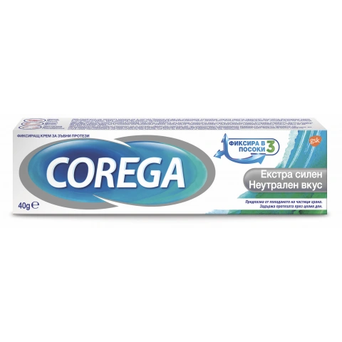 Снимка на Corega Екстра Силен, фиксиращ крем за зъбни протези с неутрален вкус 40гр. за 10.69лв. от Аптека Медея