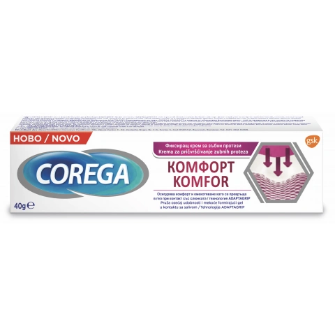 Снимка на Corega Комфорт фиксиращ крем за зъбни протези 40гр. за 12.19лв. от Аптека Медея