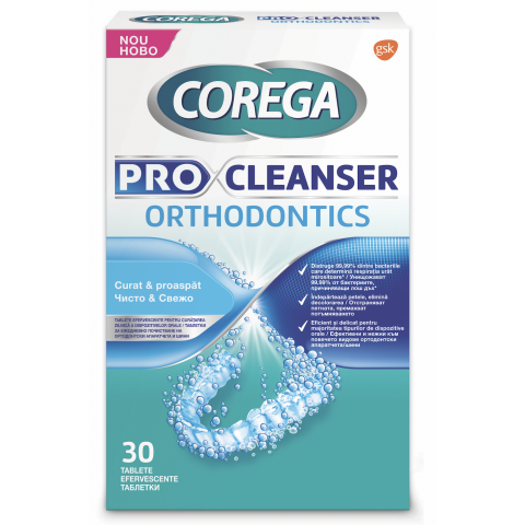 Снимка на Corega Pro Cleanser Orthodontis таблетки за почистване на ортодонтски апаратчета и шини х 30 броя за 9.49лв. от Аптека Медея