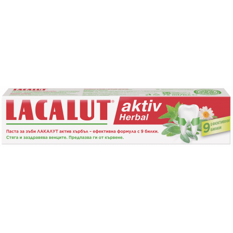 Снимка на Lacalut Aktiv Herbal паста за зъби, стяга и заздравява венците 75мл. за 5.24лв. от Аптека Медея