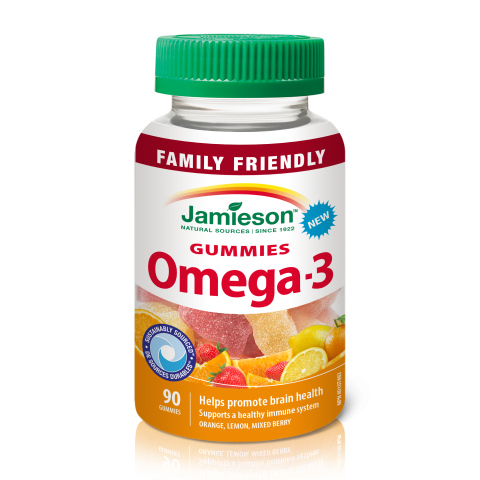 Снимка на Омега-3 с вкус на портокал, лимон и горски плодове, жeлирани дражета х 90, Jamieson за 38.78лв. от Аптека Медея