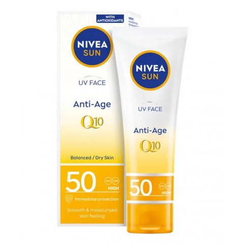 Снимка на Слънцезащитен крем за лице против пигментация, 50 мл. Nivea Sun Q10 SPF50+  за 19.69лв. от Аптека Медея