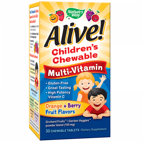 Снимка на Alive (Алайв) Мултивитамини за деца, 30 дъвчащи таблетки, Nature's way за 13.69лв. от Аптека Медея