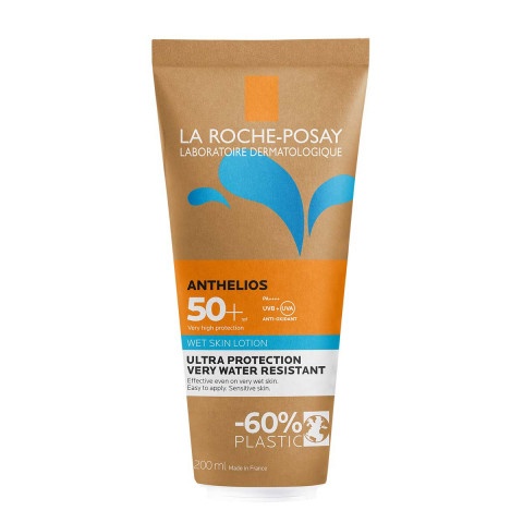Снимка на Слънцезащитен лосион за лице и тяло за нанасяне на влажна или суха кожа, 200 мл. La Roche-Posay Anthelios Wet Skin SPF50+ за 45.79лв. от Аптека Медея