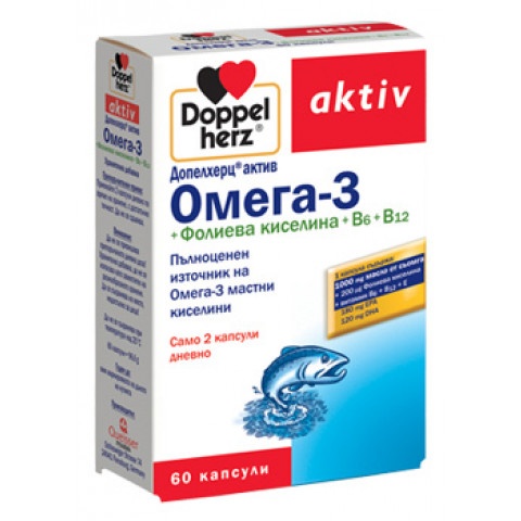 Снимка на Doppelherz Омега 3 + Фолиева киселина + Витамин B6-B12, 60 капсули за 10.69лв. от Аптека Медея