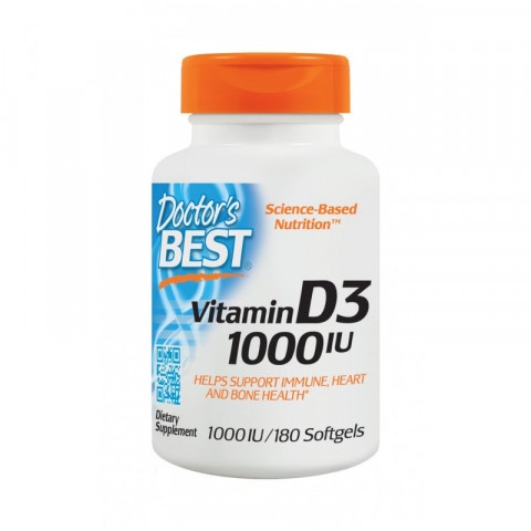Снимка на Витамин D3, 1000IU, 180 капсули, Doctor's Best за 25.99лв. от Аптека Медея