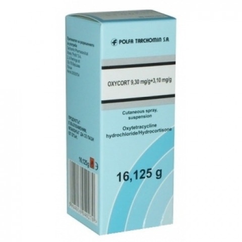 Снимка на Оксикорт спрей за кожа 9,30 мг/г + 3,10 мг/г, суспензия 30 мл. Polfa Tarchomin за 10.29лв. от Аптека Медея