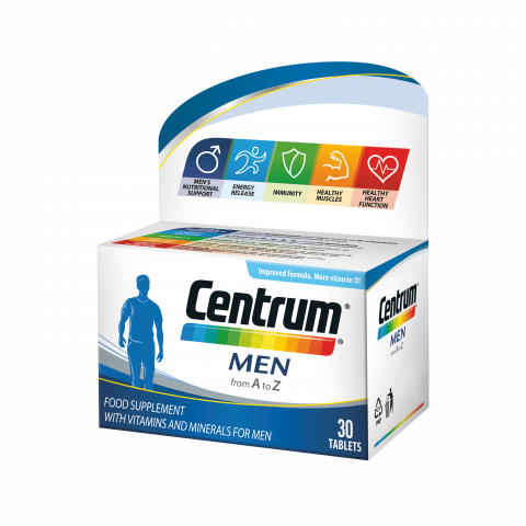 Снимка на Центрум A-Z за мъже, Хранителна добавка с витамини и минерали, 30 таблетки за 20.63лв. от Аптека Медея