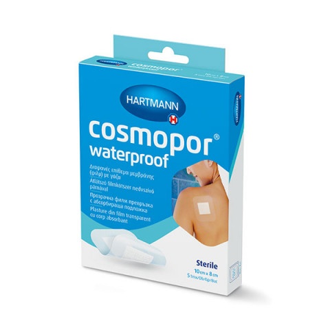 Снимка на Cosmopor Waterproof прозрачна филм абсорбираща превръзка 10см. x 8см. х 5 броя, Hartmann за 4.39лв. от Аптека Медея