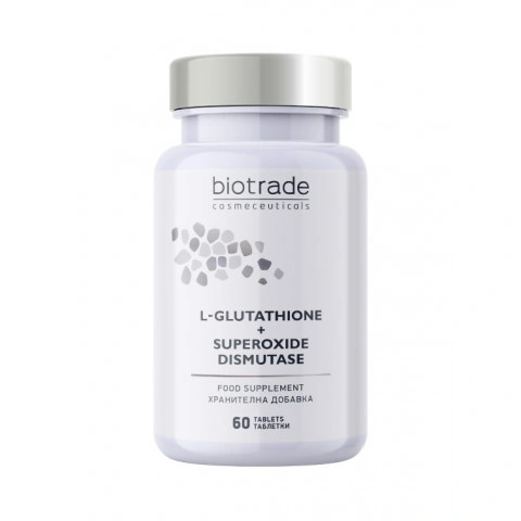 Снимка на L-глутатион + Супероксид Дисмутаза - за детоксикация на организма и клетъчно подмладяване на кожата, таблетки х 60, Biotrade за 48.39лв. от Аптека Медея
