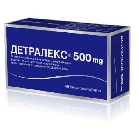 Снимка на Детралекс при разширени вени и хемороиди, 500мг, 60 таблетки за 36.69лв. от Аптека Медея