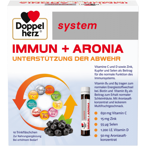 Снимка на System Имун + Арония за силен имунитет, х 10 флакона, Doppelherz за 20.59лв. от Аптека Медея