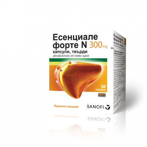 Снимка на Есенциале Форте N за черен дроб, с фосфолипиди от соеви зърна, 30 капсули, Sanofi за 17лв. от Аптека Медея