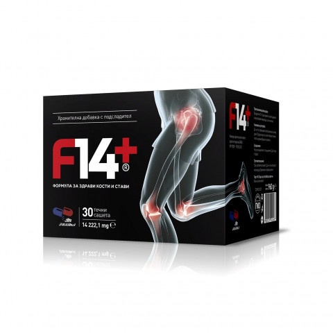 Снимка на F14+ Формула за здрави кости и стави, течни сашета х 30, Zonapharm за 62.19лв. от Аптека Медея