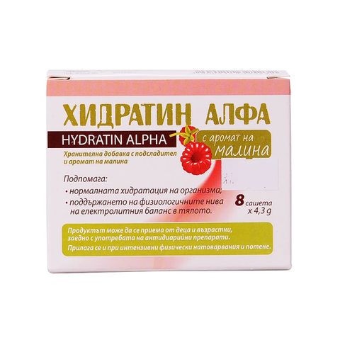 Снимка на Хидратин Алфа, против обезводняване с аромат на малина x 8 сашета за 4.39лв. от Аптека Медея