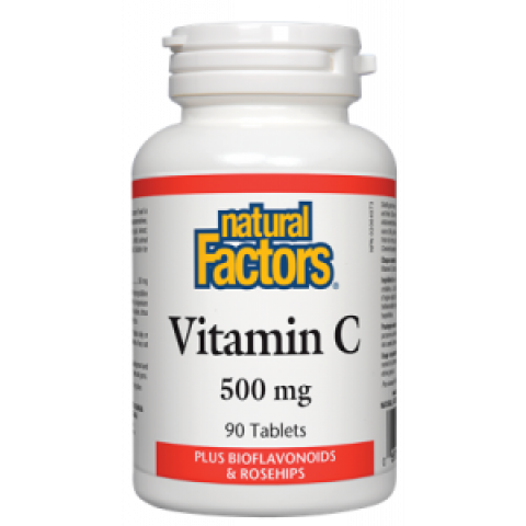 Снимка на Витамин C, с шипка и биофлавоноиди, 500мг, 90 таблетки, Natural factors за 12.83лв. от Аптека Медея
