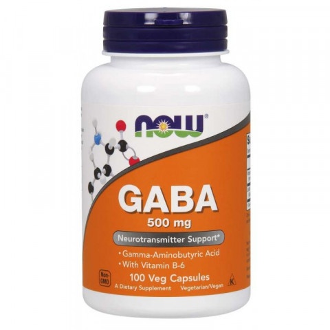 Снимка на Габа (Gaba), Хранителна добавка, с витамин B6, 500мг, 100 капсули, Now Foods за 35.99лв. от Аптека Медея