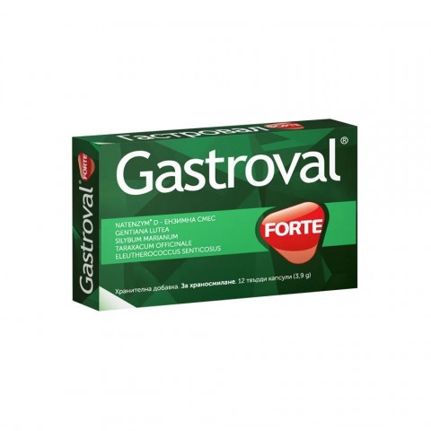 Снимка на Gastroval Forte - подпомага храносмилането, кaпсули х 12, Valentis за 9.19лв. от Аптека Медея