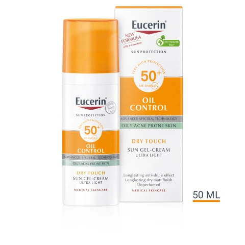 Снимка на Слънцезащитен гел-крем за лице за мазна кожа склонна към акне, 50 мл. Eucerin Sun Oil Control SPF50+ за 31.43лв. от Аптека Медея