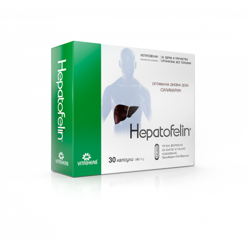 Снимка на Хепатофелин за черен дроб и пречистване на организма от токсини, със силимарин, 30 капсули, Vita Herb за 25.29лв. от Аптека Медея