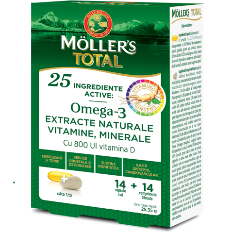 Снимка на Moller's Total - намалява умората и изтощението, 14 капсули + 14 филмирани таблетки  за 22.09лв. от Аптека Медея
