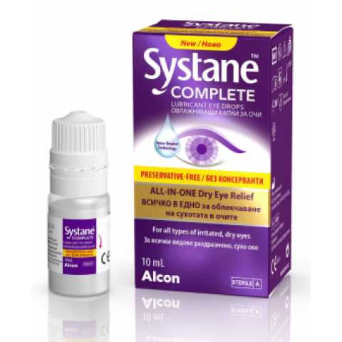 Снимка на Systane Complete (Систейн) - овлажняващи капки за очи без консерванти, 10 мл., Alcon за 30.09лв. от Аптека Медея