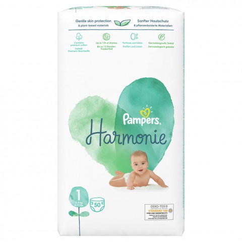 Снимка на Pampers Harmonie S1 пелени за еднократна употреба, за бебета от 2 до 5кг х 50 броя за 24.7лв. от Аптека Медея
