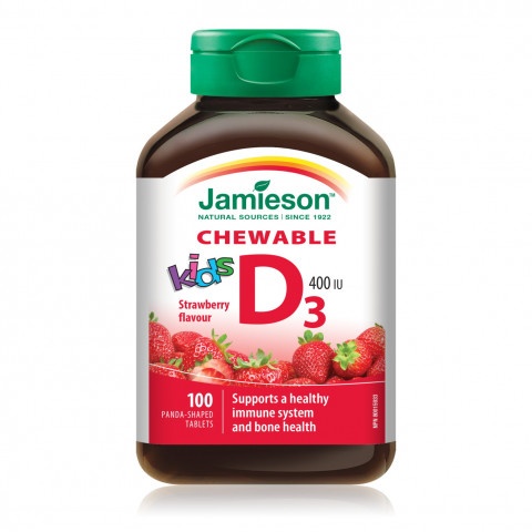 Снимка на Витамин D3 за деца 400UI с вкус на ягода, таблетки х 100, Jamieson за 21.69лв. от Аптека Медея