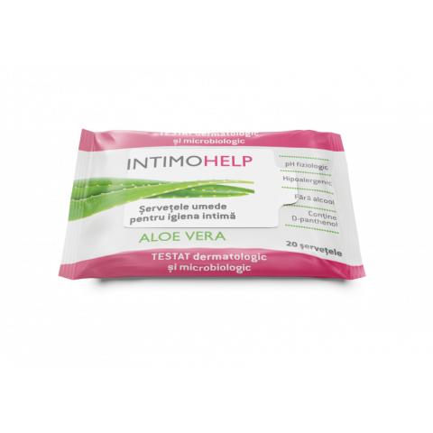 Снимка на Хипоалергенни мокри кърпички за интимна хигиена с екстракт от Алое вера, х 20 броя, IntimoHelp за 3.99лв. от Аптека Медея